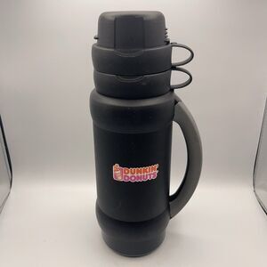 Dunkin Donuts Black Travel Thermos 1 Liter with 2 Cups Plastic